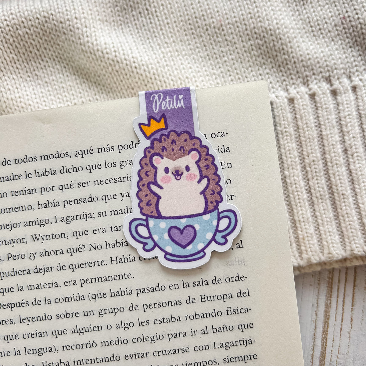 Marcapáginas magnético | Erizo en tacita