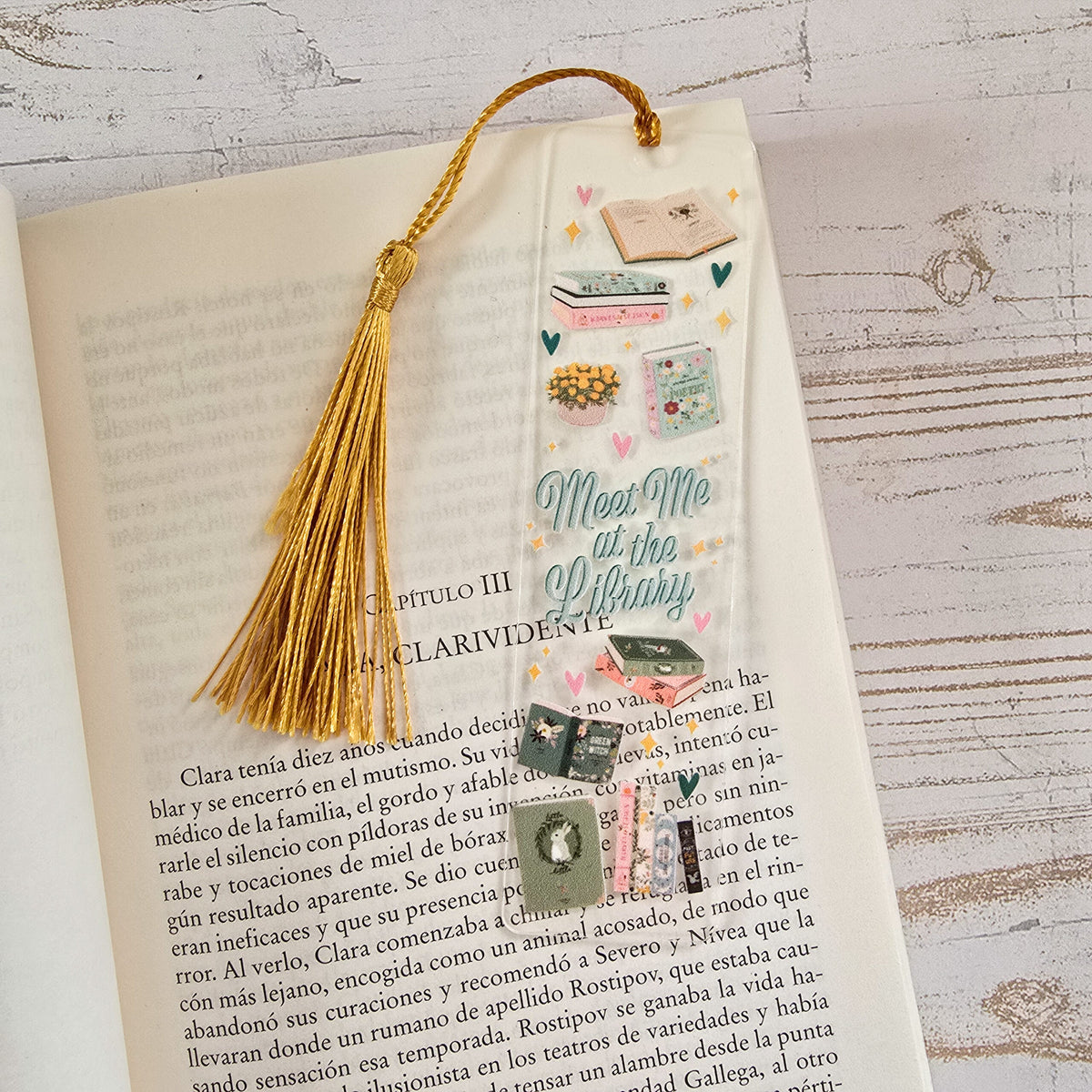 Marcapáginas acrílico | Meet me at the library